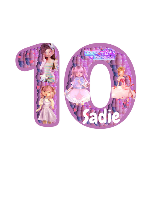 Dress to Impress  Number 10 Personalized Cake Topper | Digital | Party Supplies |