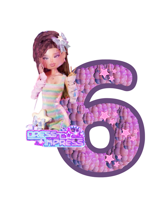 Dress to Impress Number 6  Cake Topper | Digital | Party Supplies | Instant Download