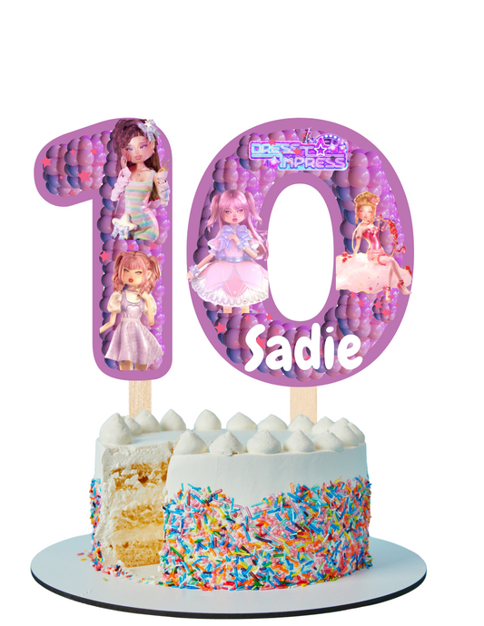 Dress to Impress  Number 10 Personalized Cake Topper | Digital | Party Supplies |