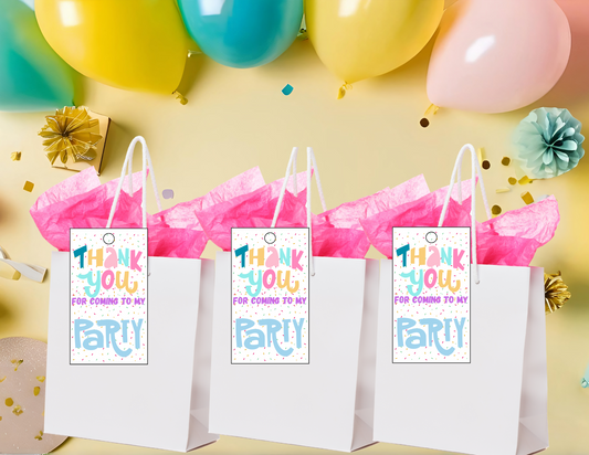 Colorful Birthday Thank You Tags Printable| Instant Download|  (Digital)